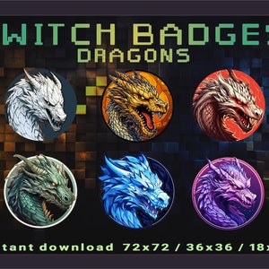 Insignias de Twitch de Dragon: Gráficos de fidelización de suscriptores de fantasía (Descarga digital)