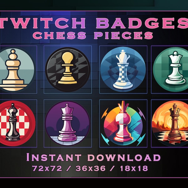 Chess Pieces Sub Badges for Twitch, YouTube, Discord | Stream Badges | Twitch Sub Badges | Subscriber Badges | Discord Roles | Bit Badges