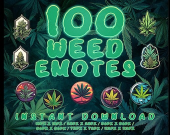 100 Emote/Badge per Twitch - Weed 420 Theme YouTube Discord / Stream Badge / Twitch Sub Badge / Badge degli iscritti / 420 Emote