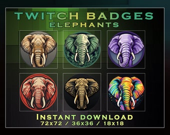 Insignias de suscripción de Elephant para Twitch, YouTube y Discord (descarga digital)