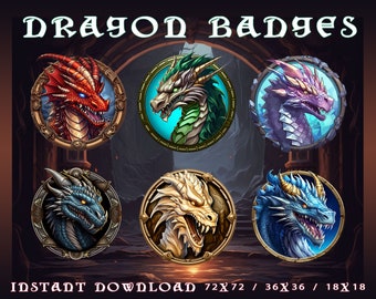 Insignias de suscripción de Dragon Twitch: Gráficos de streamers de fantasía (descarga digital)