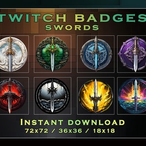 Swords Sub Badges for Twitch YouTube Discord | Stream Badges | Twitch Sub Badges | Subscriber Badges | Discord Roles | Bit Badges