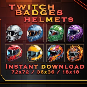 Motorcykelhjälms abonnemangsmärken: Twitch, YouTube, Discord (digital nedladdning)