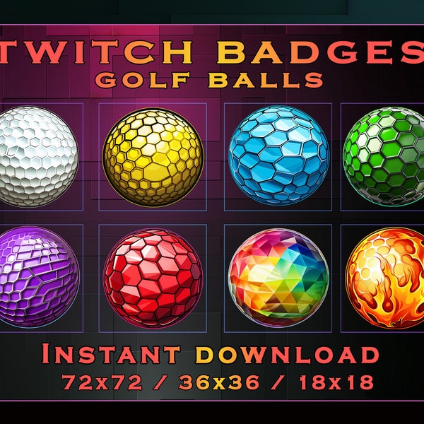 Golf Balls Sub Badges for Twitch, YouTube, Discord | Stream Badges | Twitch Sub Badges | Subscriber Badges | Discord Roles | Bit Badges