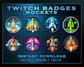 Badge secondari Space Rockets: Twitch, YouTube, Discord (download digitale)