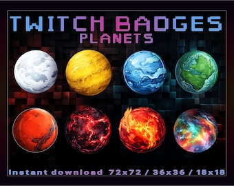 Planets Twitch Badges: Subscriber Loyalty Graphics (Digital Download)