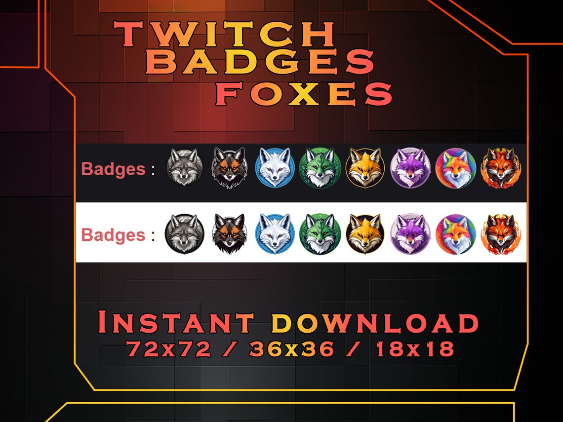 Foxes Twitch Sub Badges: Streamer Subscriber Badges (digital Download ...