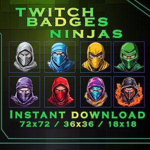 Ninjas Sub Badges for Twitch YouTube Discord | Stream Badges | Twitch Sub Badges | Subscriber Badges | Discord Roles | Bit Badges