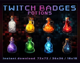 Magic Potions Stream Badges for Twitch, YouTube, Discord (Digital Download)