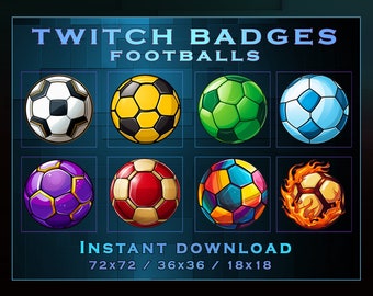 フットボール Twitch サブバッジ: カラフルなストリームサブスクライバーバッジ (デジタルダウンロード)