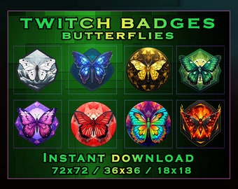Badge Butterfly Sub per Twitch, YouTube, Discord (download digitale)