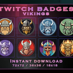Vikings sub badges twitch fantasy twitch subscribers badges loyalty twitch graphics badges for streamers