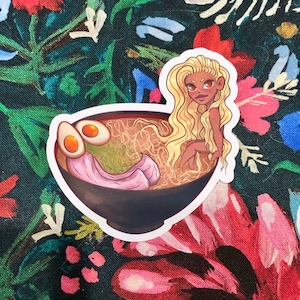 Tonkotsu Ramen Girl Matte Vinyl Sticker - [Handdrawn]