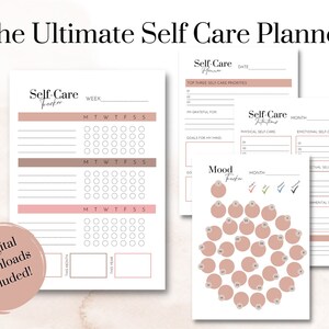 Self Care Checklist, Self-Care Planner, Selfcare Journal Tracker, Wellness Planner Printable, Daily Wellbeing, Mindfulness Mental Health Kit