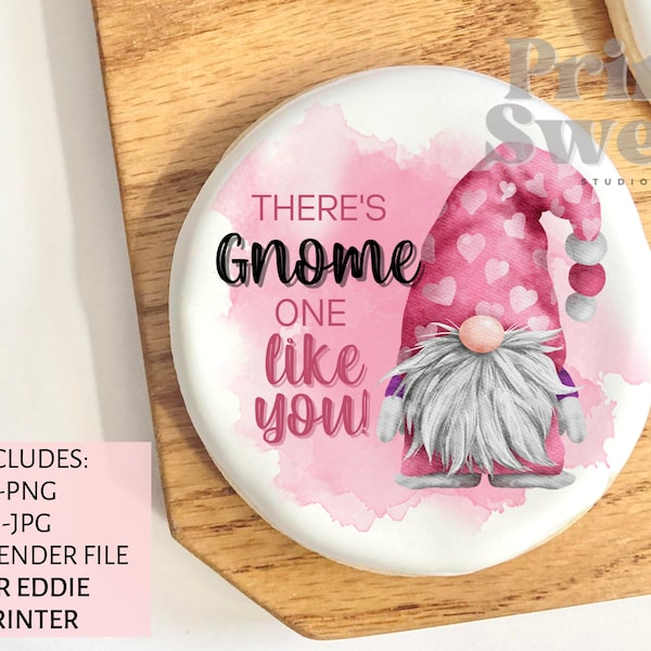 Gnome one like you digital file download, png, jpg, bartender file for Eddie printer, edible image file, Valentine's cookie design file