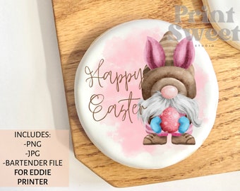 Happy Easter Gnome digital download, png jpg, bartender file Eddie printer, edible image file, cookie design file, Easter Gnome clipart