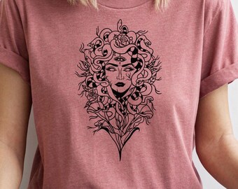 Medusa Graphic T-Shirt: Witchy Snake Design