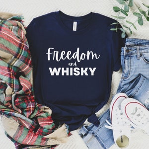 Freedom and Whisky Tee - Scottish Graphic Bella Canvas Shirt afbeelding 1