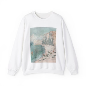 Vintage Beach Art Crew Neck Sweatshirt, Vintage Painting Sweatshirt, Monet, Beach Painting