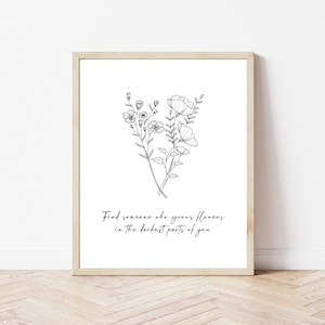Sun to Me PRINTABLE Wall Art, Song Lyric Decor, Country Music Inspired Poster, Find Someone That Grows Flowers