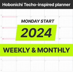 2024 - WEEKLY & MONTHLY - Digital planner - MONDAY start | Simple and Clean | Lightweight | Hobonichi Techo inspired - GoodNotes