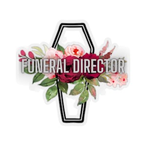 Kiss-Cut Stickers; mortician, death care; funeral director; female, flower