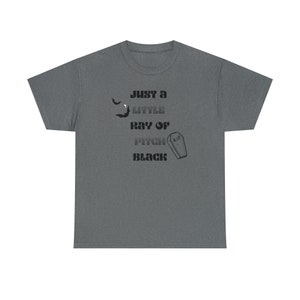 Unisex Heavy Cotton Tee; Halloween; pitch black, bats; coffin; pitch black