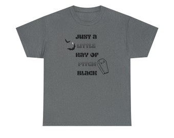 Unisex Heavy Cotton Tee; Halloween; pitch black, bats; coffin; pitch black