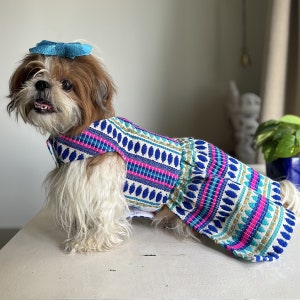 Embroidery dog dress with cotton lining for dog/cats, frock for dogs/cats