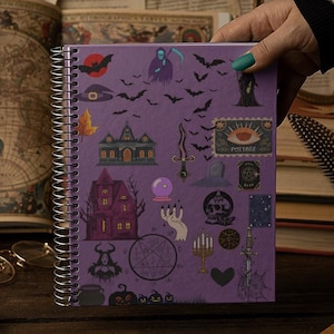 Purple Gothic Halloween Notebook - Witchcraft Journal, Spooky Diary