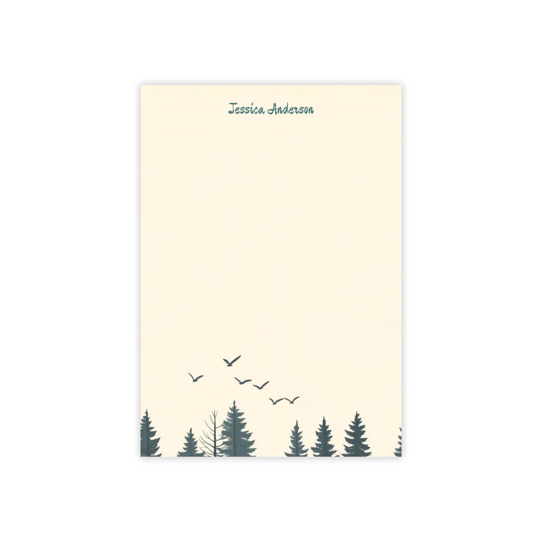 Personalized Forest Notepad - Custom Name Stationery, Minimal Nature ...