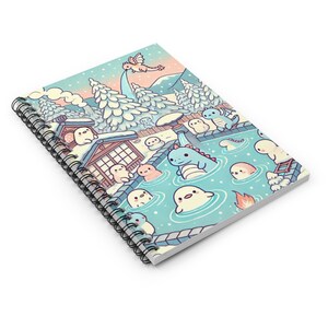 Spring Notebook Hots Cute Snowy Hot Spring Spiral Notebook - Dragon and Sea Creatures Themed ...