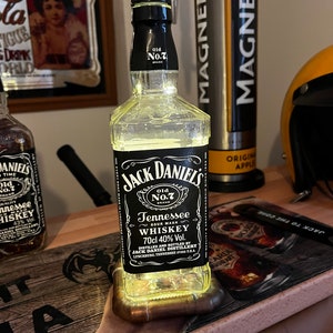 Jack Daniels Battery Powered led light up lamp with copper pipe base man cave