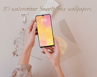 Minimalist Watercolour Phone Wallpapers |10 Colourful Smartphone Background designs | Screensaver/ Lock Screen | Instant Download