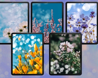 Spring Pad Wallpapers | 5 Tablet Background designs | Screensaver/ Lock Screen | Instant Download | Flowers