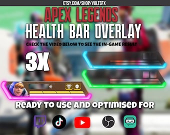 Apex Legends Animated Health Bar Overlay: Streaming & Editing (3x .webm)
