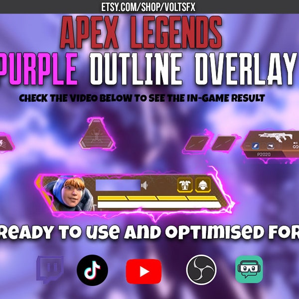 Apex Legends - Purple/Pink UI Animated Outline Overlay - Transparent Overlays for Streaming and Editing- Twitch, YouTube, OBS, Streamlabs
