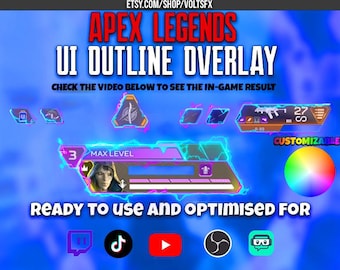 Superposición de interfaz de usuario animada de Apex Legends: superposición de transmisión personalizable para Twitch, YouTube y Kickstarter.