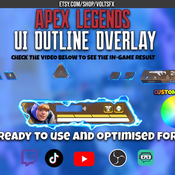 Apex Legends - CUSTOMIZABLE UI Animated Outline Overlay - Transparent Overlays for Streaming and Editing- Twitch, YouTube, OBS, Streamlabs