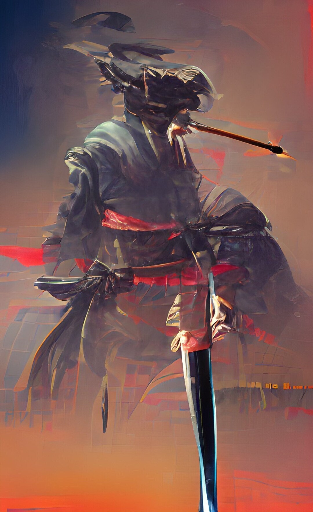 Dark Samurai Abstract Digital Painting Warrior Poster - Etsy