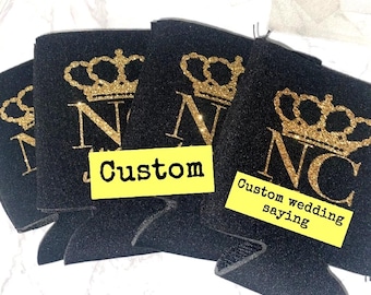 Personalized Wedding Favor Koozies | Custom Can Coolers for Guests | Bridal Shower & Bachelorette Party Gifts