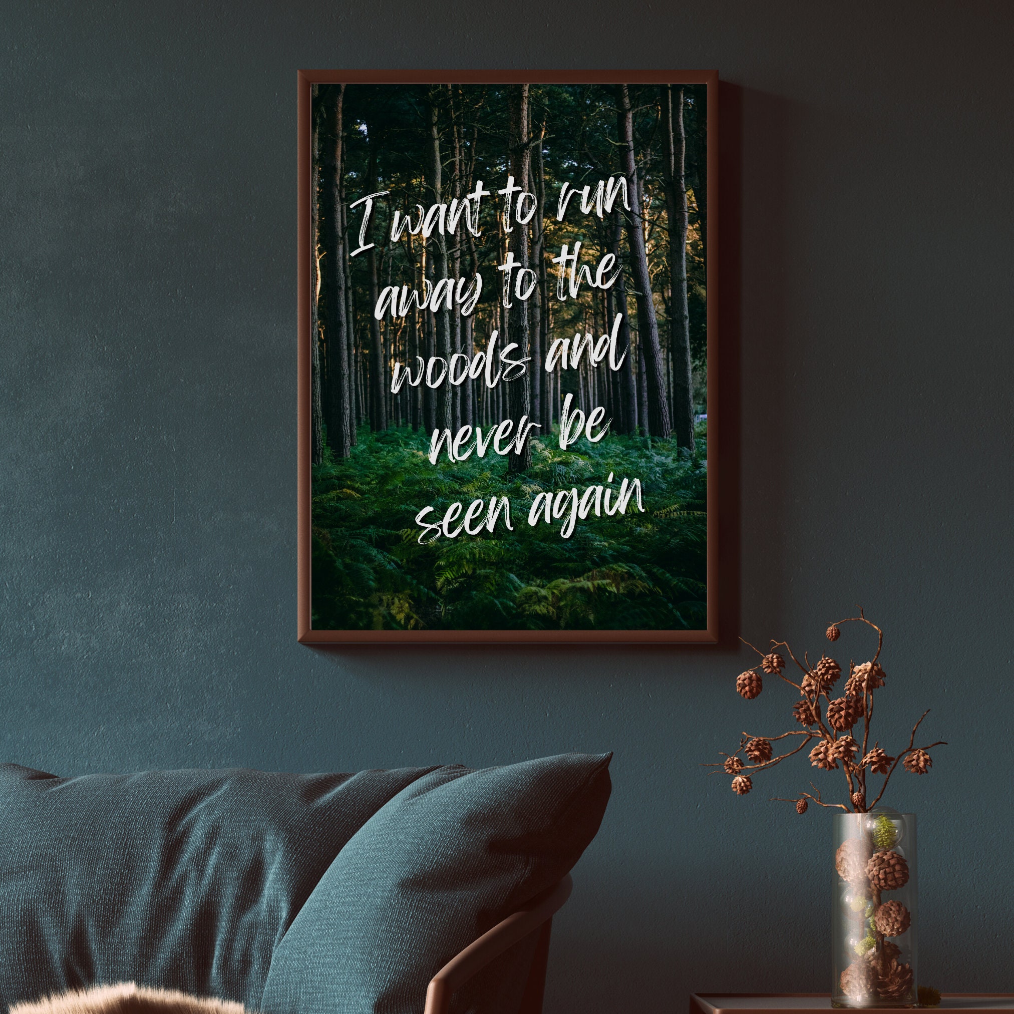 Escape to Nature Quote Wall Art - Whimsical Forest Digital Print - 4 ...