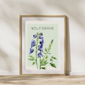 Zagadkowa akwarela Wolfsbane - Deadly Botanicals - Darkly Whimsical Digital Wall Art