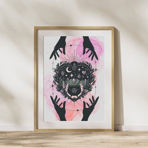 Enchanted Witchy Heart Wall Art, Okultystyczny wydruk cyfrowy, Enchanted Wall Decor Pobierz