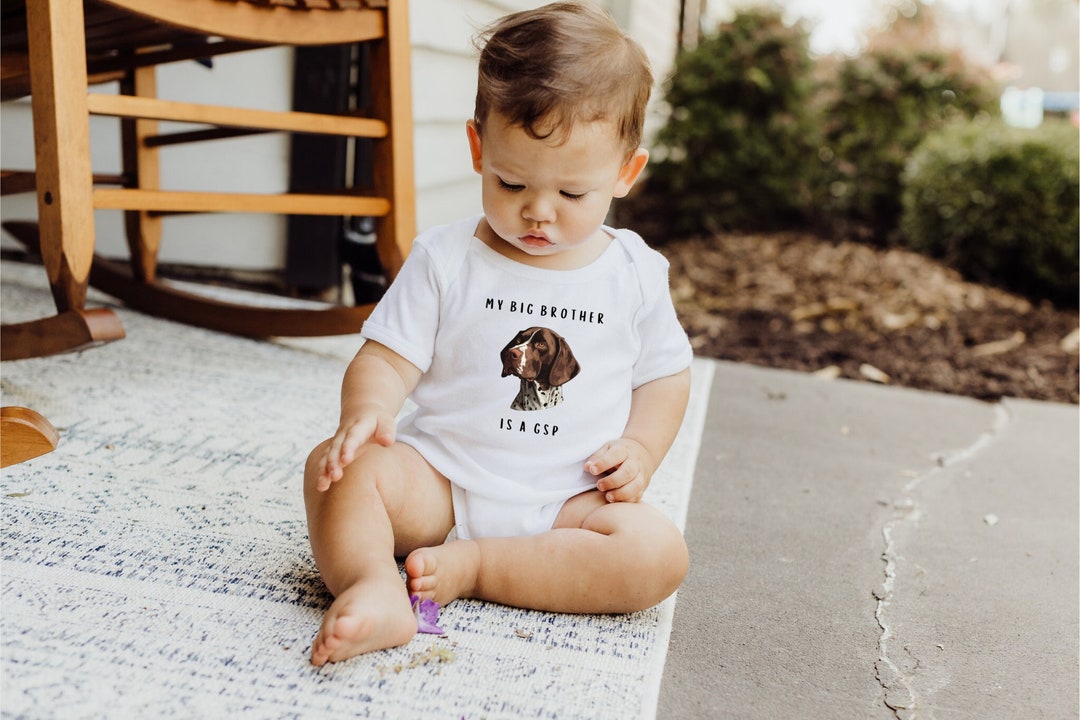 GSP Big Brother,baby Infant Fine Jersey Bodysuit,german Shorthaired