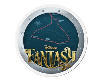 Disney Fantasy Itinerary Round Die-Cut Magnet - Port Canaveral, Castaway Cay, Falmouth, Grand Cayman, Cozumel