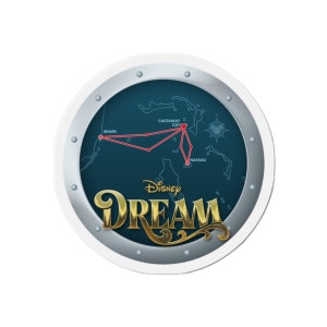 Disney Dream Itinerary Round Die-Cut Magnet - Miami, Castaway Cay, Nassau, Castaway Cay