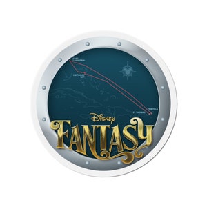 Disney Fantasy Itinerary Round Die-Cut Magnet - Port Canaveral, Castaway Cay, St Thomas, Tortola