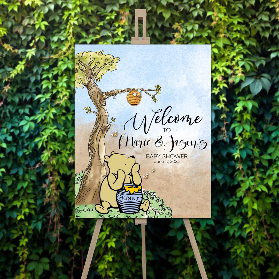 Classic Winnie the Pooh Book Baby Shower Foam Board Sign