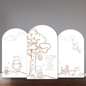 Classic Beige and White Winnie The Pooh Baby Shower Chiara Arch Instant Digital Download, Classic Pooh Baby Shower Decoration Printable